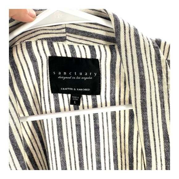 Sanctuary | L Large Striped Linen Blend Blazer Jacket - Picture 4 of 8
